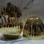 stripped gold Mood Egg cutlery set