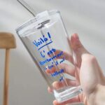 Round Transparent Borosilicate Drinking Glass Cup/Tumbler with lid + Straw  - Image 5