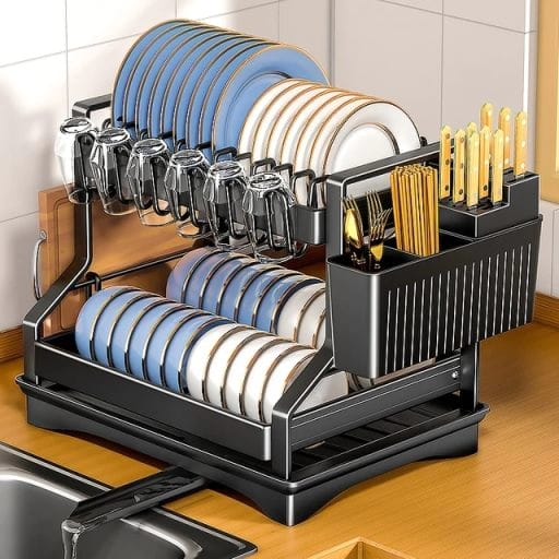 IMG-20240712-WA3369(1) 2 tier carbon steel dish drying rack - Image 1