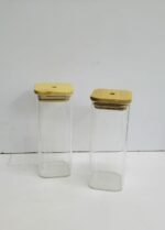 Transparent glass cup with bamboo holed lid - Image 3