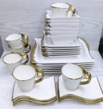 wavy ceramic white dinner Set - Image 3