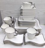 wavy ceramic white dinner Set - Image 2