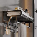 Bathroom wall mounted towel rack accessory with hooks - Image 5