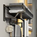 Bathroom wall mounted towel rack accessory with hooks - Image 8