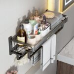 Bathroom wall mounted towel rack accessory with hooks - Image 7