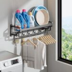 Bathroom wall mounted towel rack accessory with hooks - Image 6
